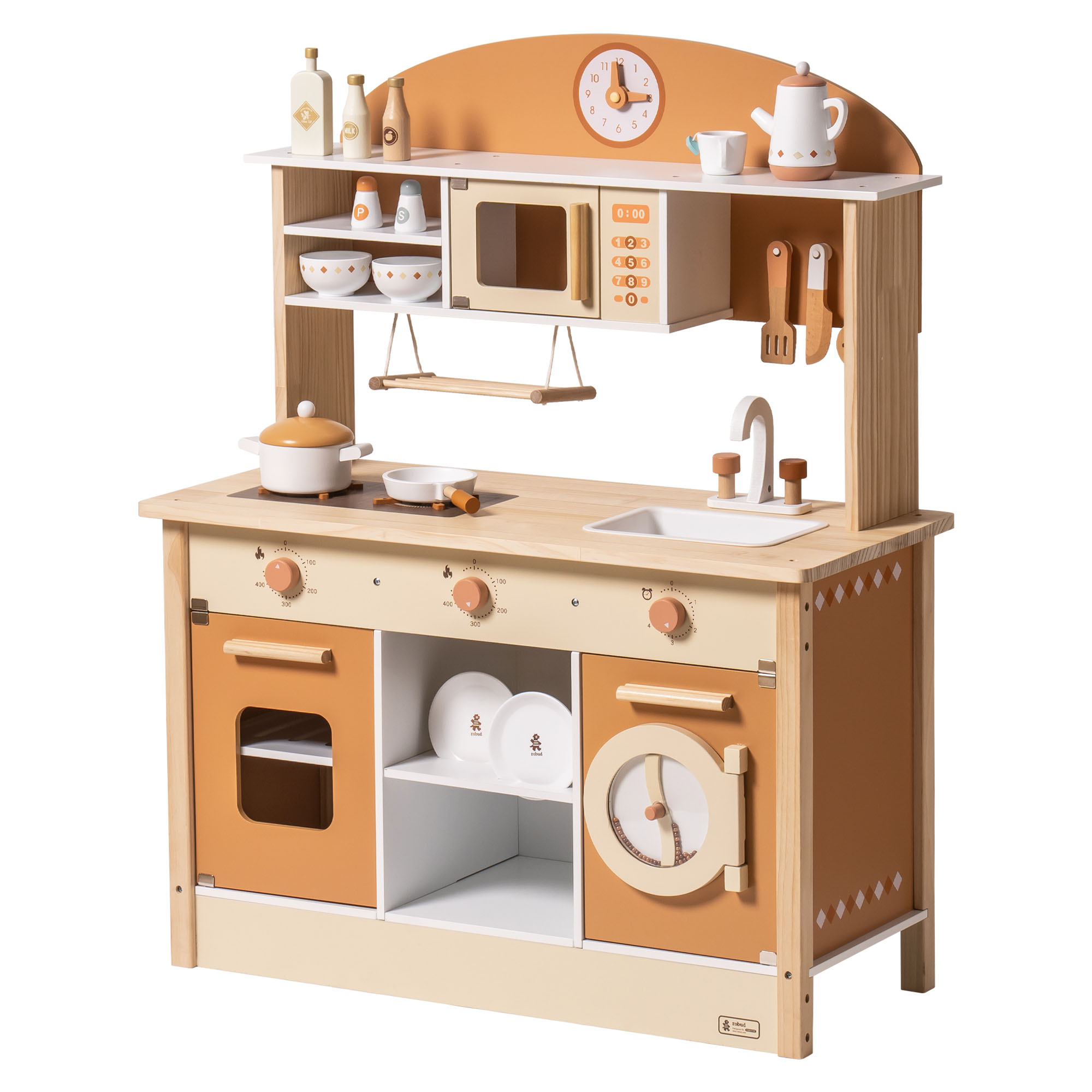 Robud Wooden Play Kitchen with Realistic Accessories