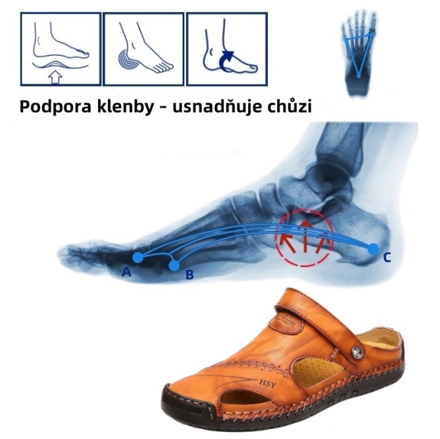 [🎁 Dnešní poloviční cena - Nenechte si ji ujít] Ergonomicky tvarované ortopedické sandály - Ručně šité 👞 Prémiová kůže