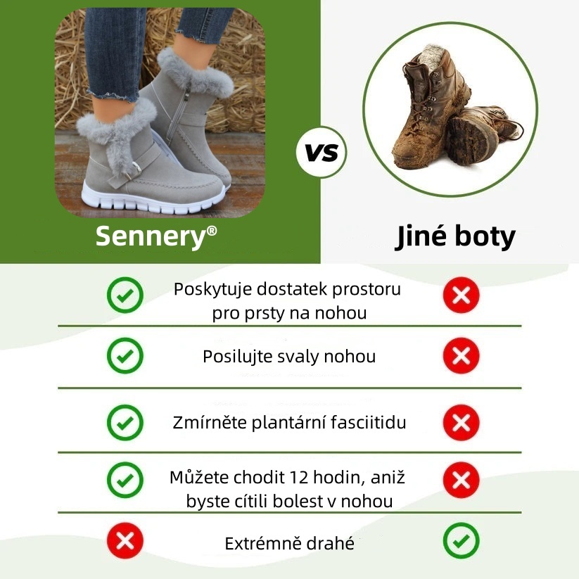 Sennery® - Ergonomicky tvarovaná zimní ortopedická obuv pro úlevu od bolesti nohou, kolen a zad - Dámské
