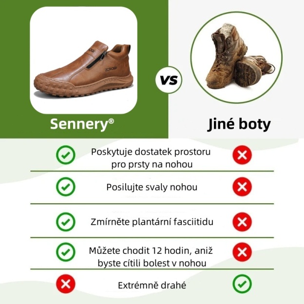 Ortopedická obuv Sennery® - Vhodná pro celodenní chůzi, zmírňuje bolesti nohou, kolen a zad - Ručně vyrobená z pravé kůže.
