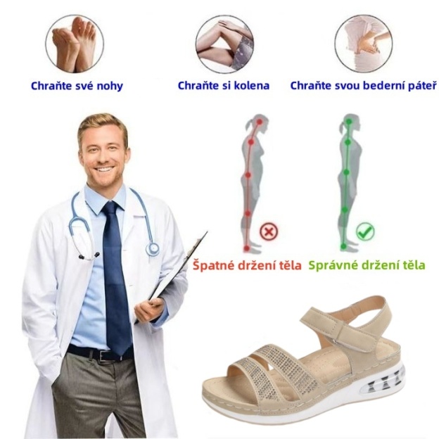 [🎁Dnes za poloviční cenu - Nenechte si to ujít] Letní klasické dámské ortopedické sandály s diamantovými cvočky pro tlumení nárazů - snižují tlak při chůzi 👞 Usnadňují chůzi