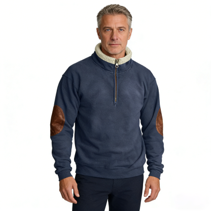 Men's Outdoor Vintage Stand Collar Long Sleeve Cashmere Sweatshirt