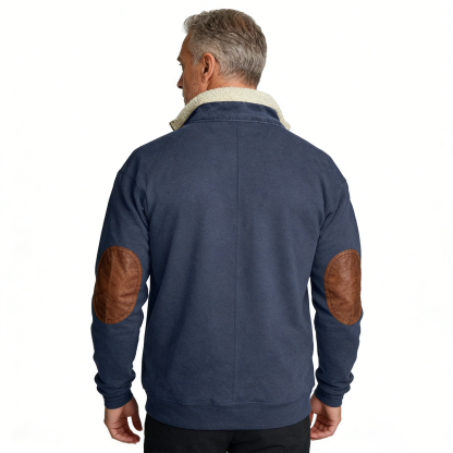 Men's Outdoor Vintage Stand Collar Long Sleeve Cashmere Sweatshirt