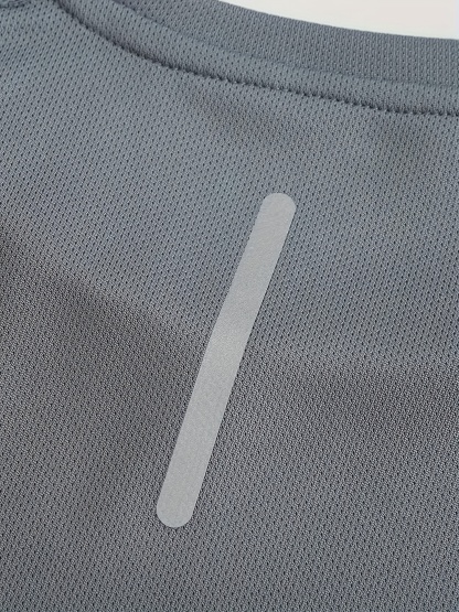 Men's Quick-Dry Sports T-Shirt with Reflective Strips, Moisture-Wicking