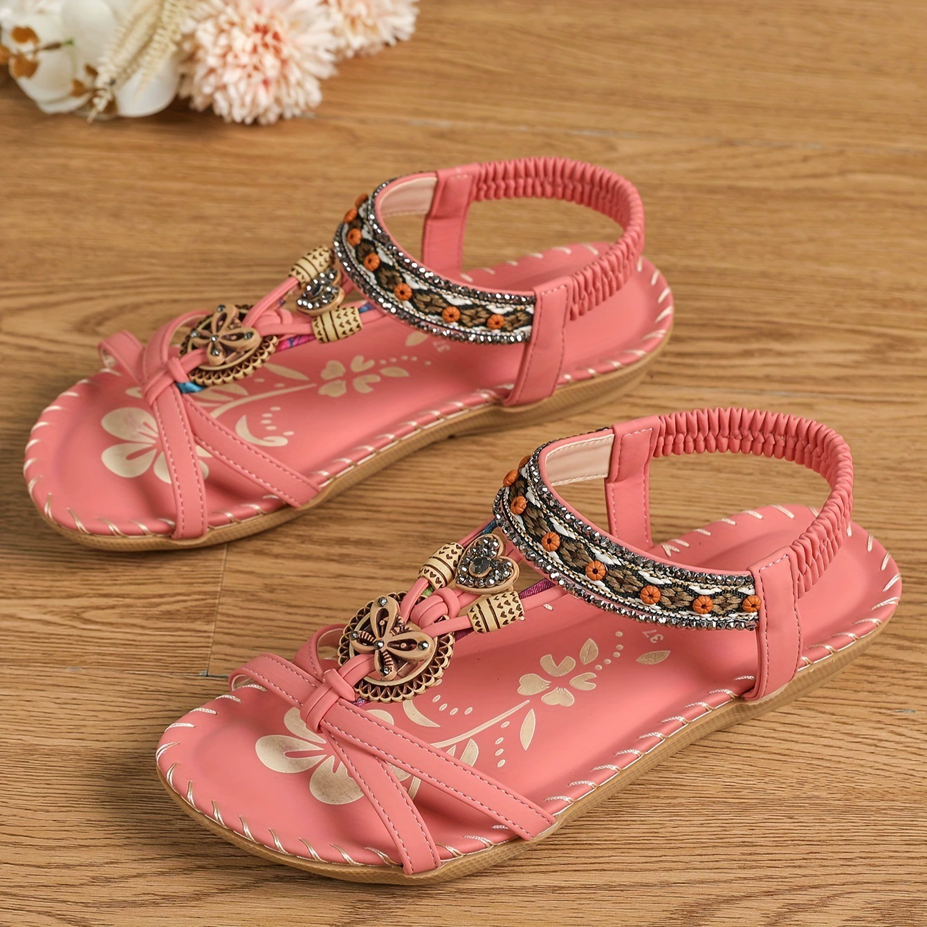 Women's Elegant Rhinestone Butterfly Flat Sandals