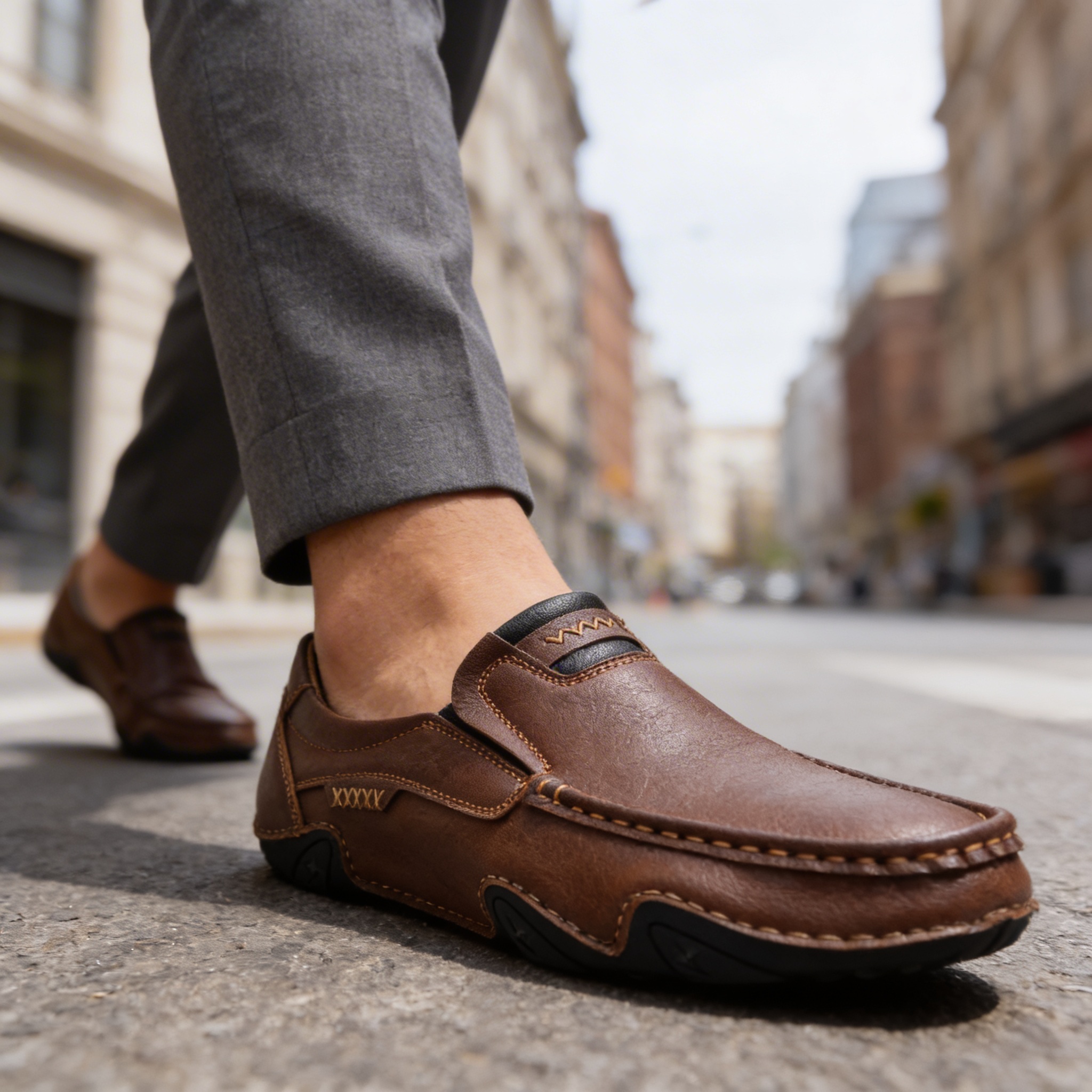 Men's Genuine Leather Slip-on Loafers - Hero Image