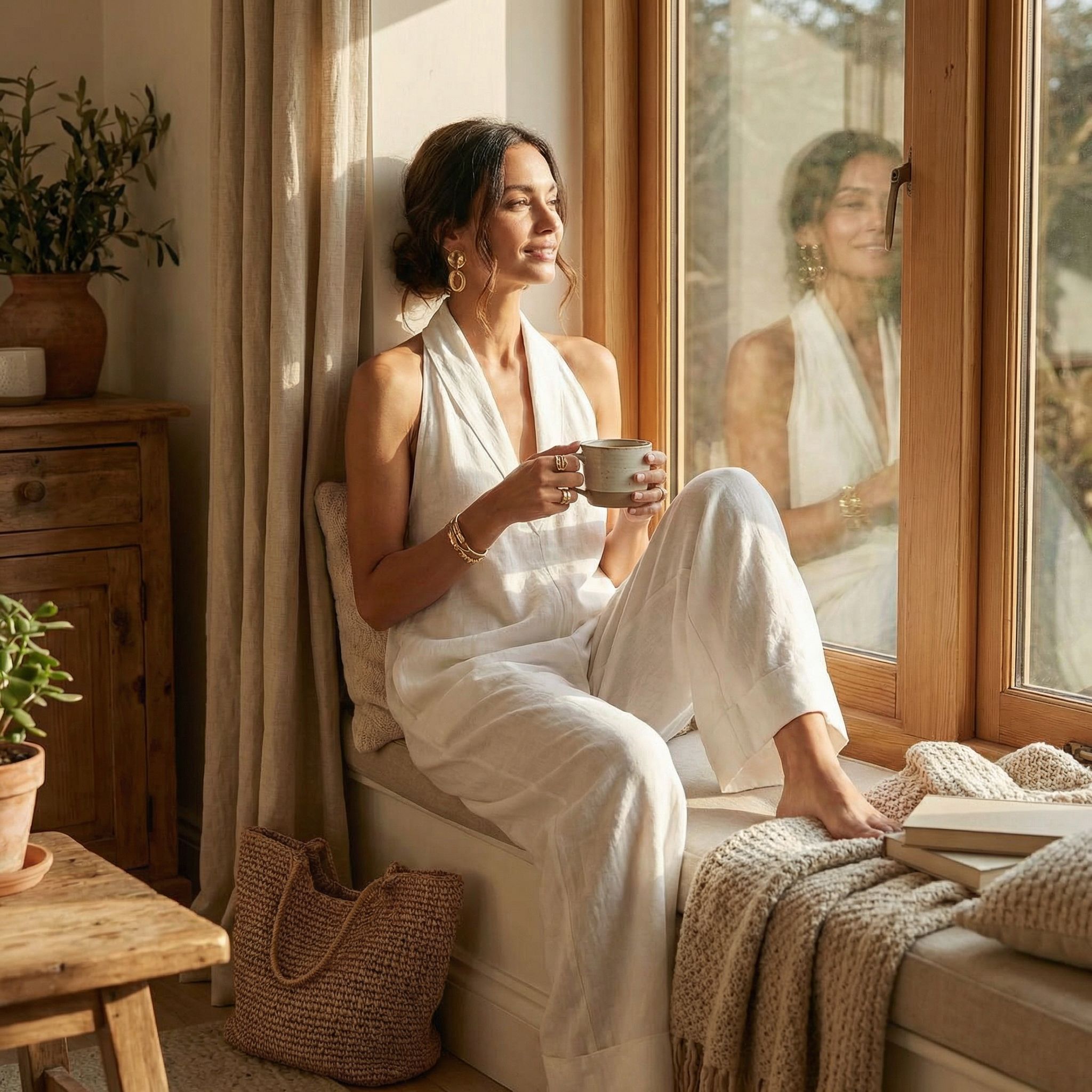 Close-up of linen fabric texture