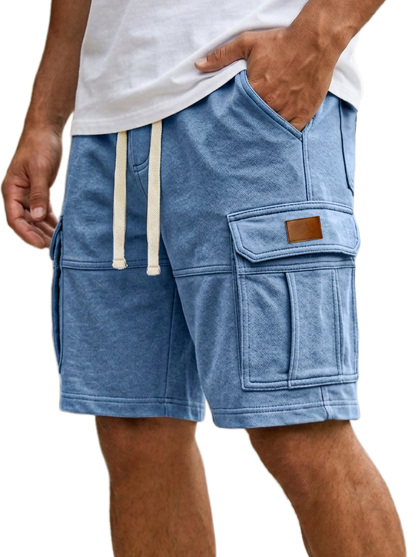 Men's Everyday Embroidered Logo Multi-pocket Casual Cargo Shorts