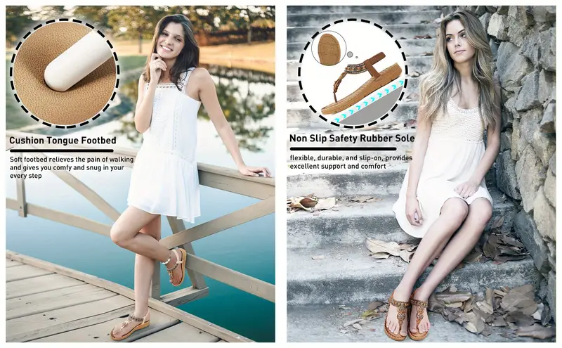 womens flat   sandals boho style butterfly decor elastic strap slip on shoes casual summer beach sandals details 2