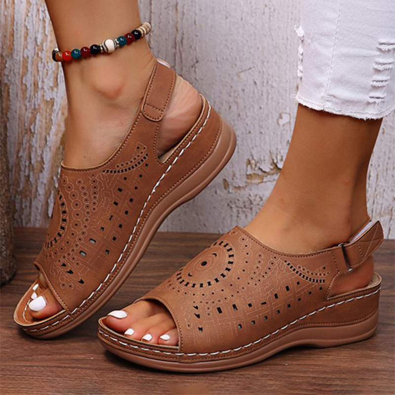 Womens Casual Peep Toe Hollow Out  Wedges Sandals