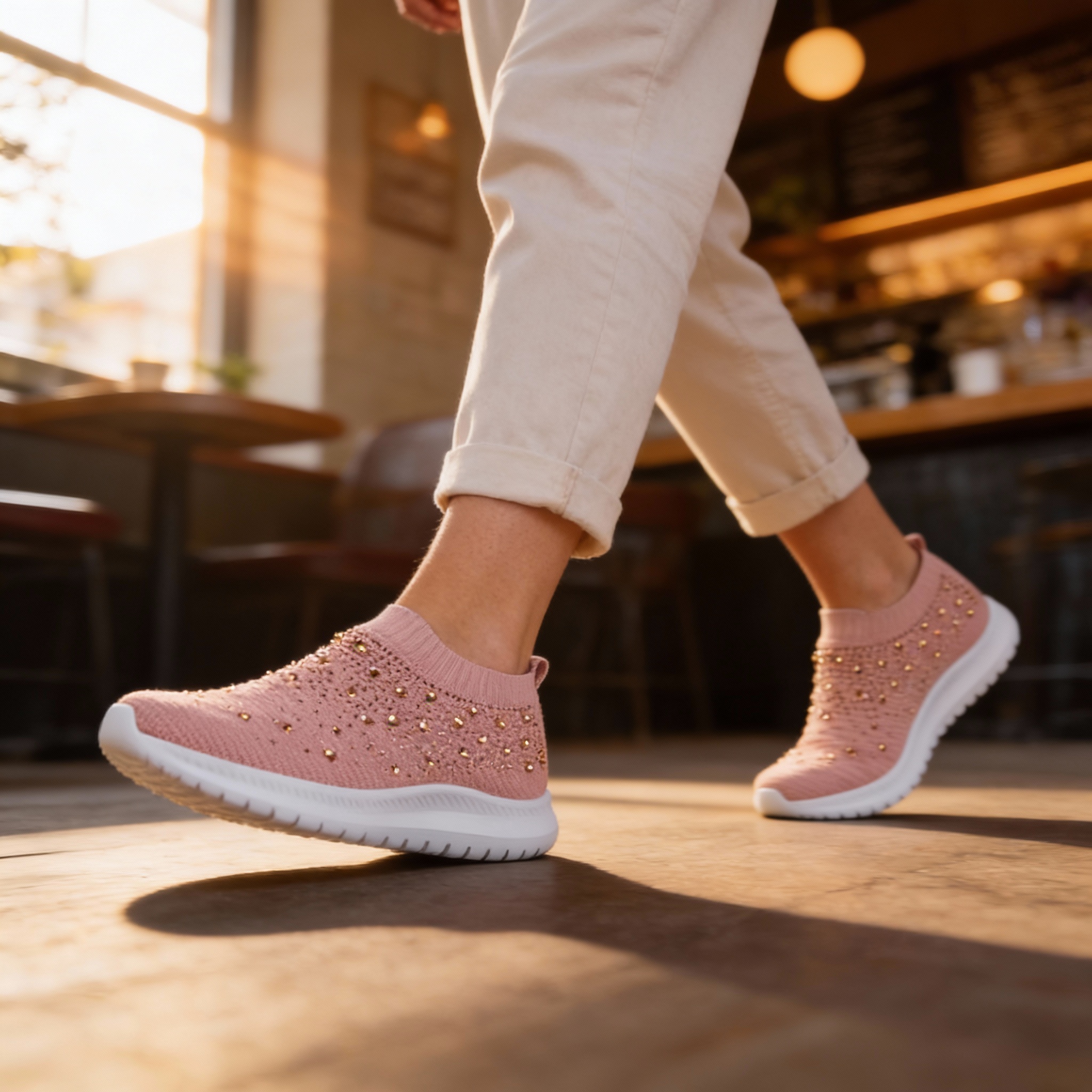 Detailed view of the sneaker's flexible anti-slip outsole