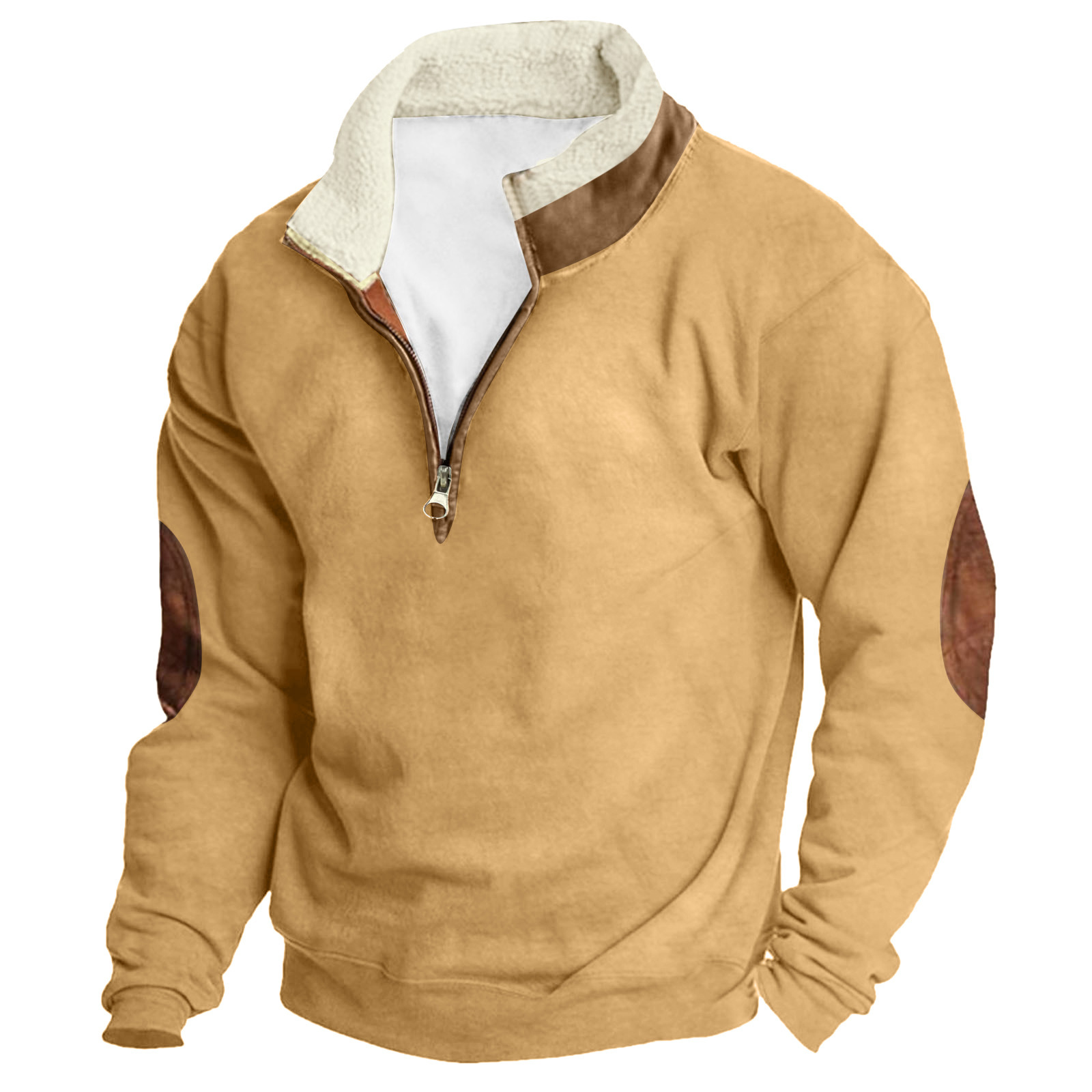 Men's Outdoor Vintage Stand Collar Long Sleeve Cashmere Sweatshirt