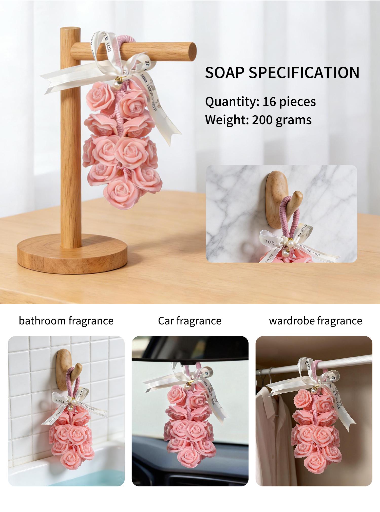 Handcrafted Rose-Shaped Soap Set (16 Pieces), Elegant Rose Design for Valentine&rsquo;s Day Gifts, Romantic Home Decor Accent, Decorative Soap Bouquet for Bathroom or Vanity Display, Handmade Soap Collection for Daily Use and Thoughtful Gifting  soap decor