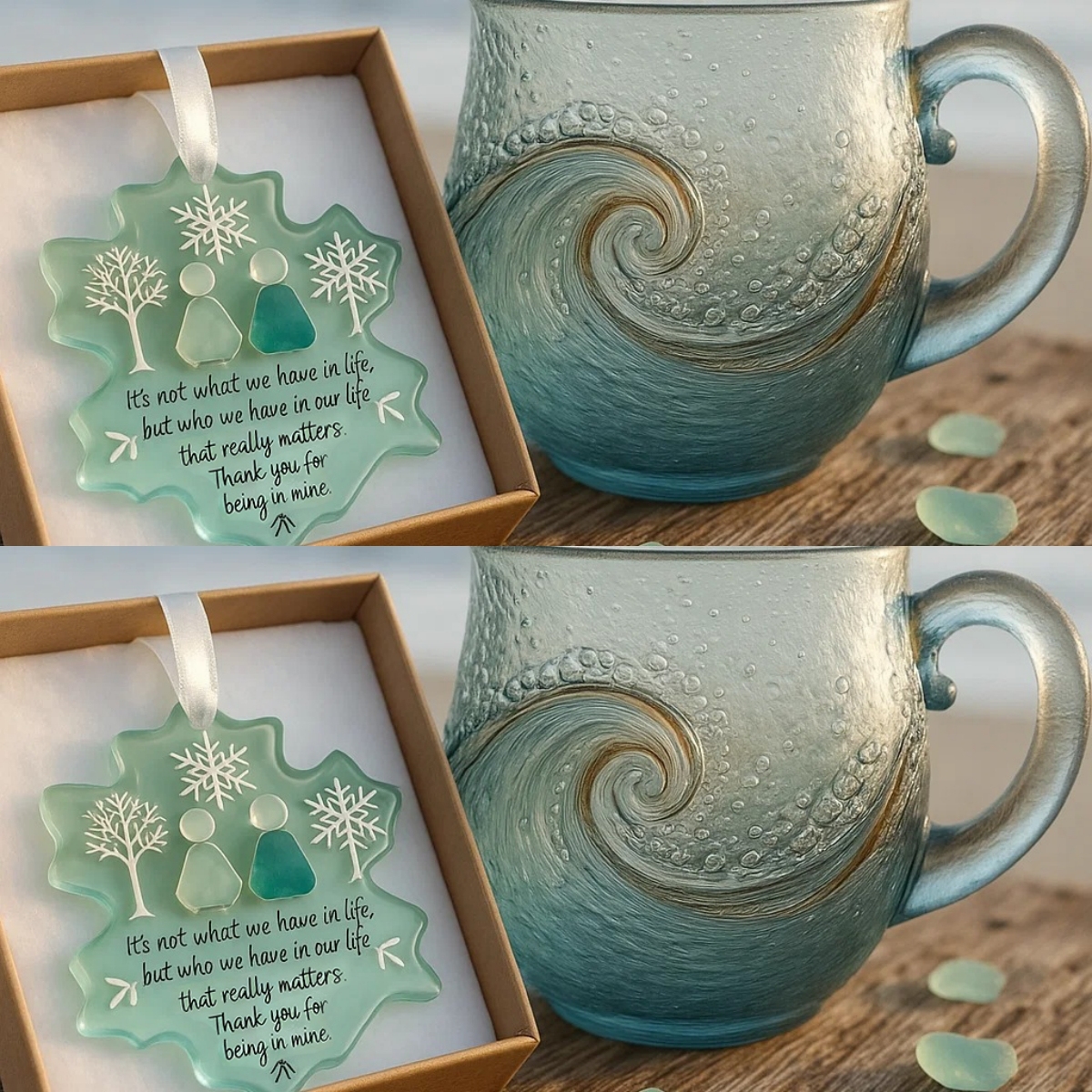🎄Christmas Best Gifts🔥 Unique Handcrafted Sea Glass Ocean Wave Mug🎁Free Gifts