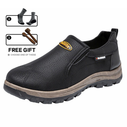 (⏰Limited Time 70% Discount off)Men's Outdoor Breathable Genuine Leather Shoes Non-slip Slip-On Shoes Arch Support Orthopedic Shoes