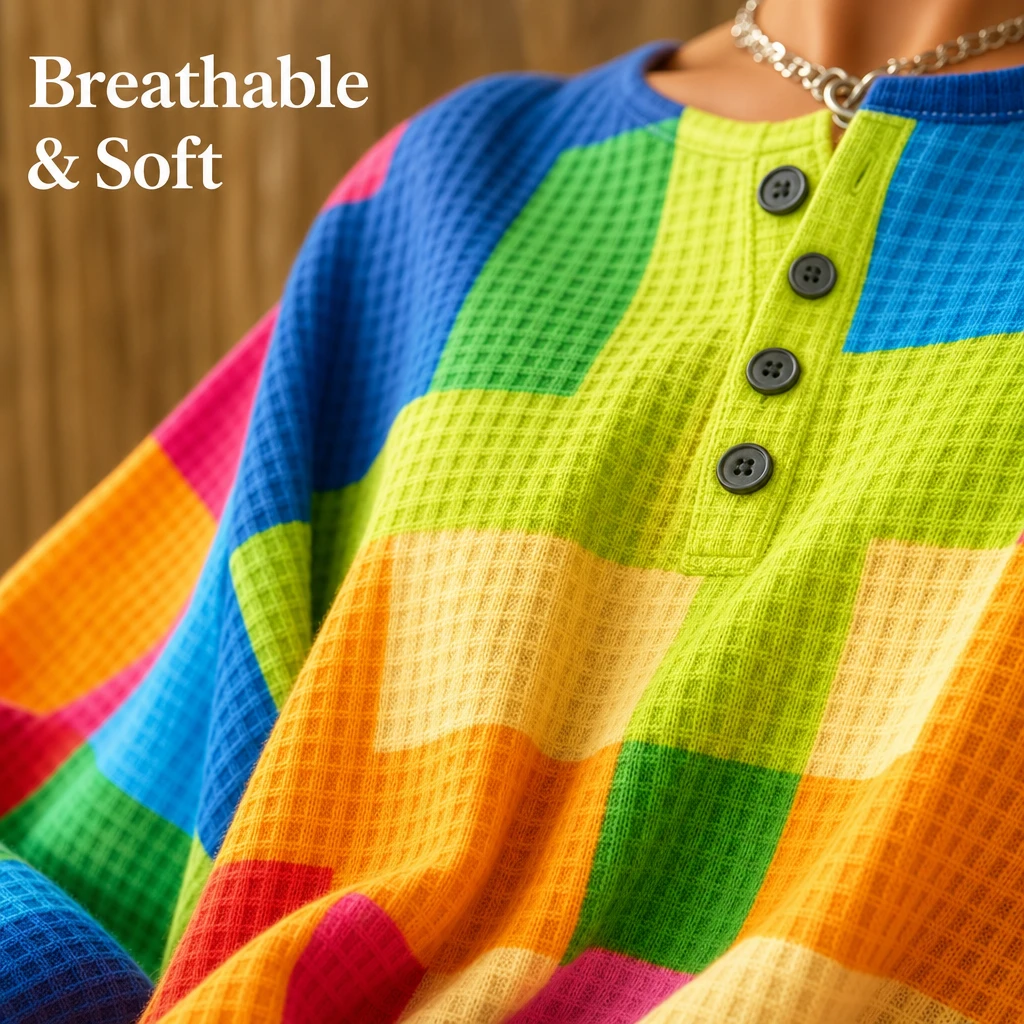 Close up of fingers gently pinching the ribbed cuff of the sweatshirt.