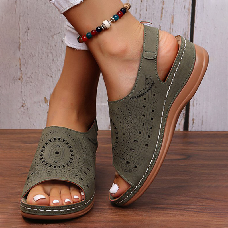 Womens Casual Peep Toe Hollow Out  Wedges Sandals