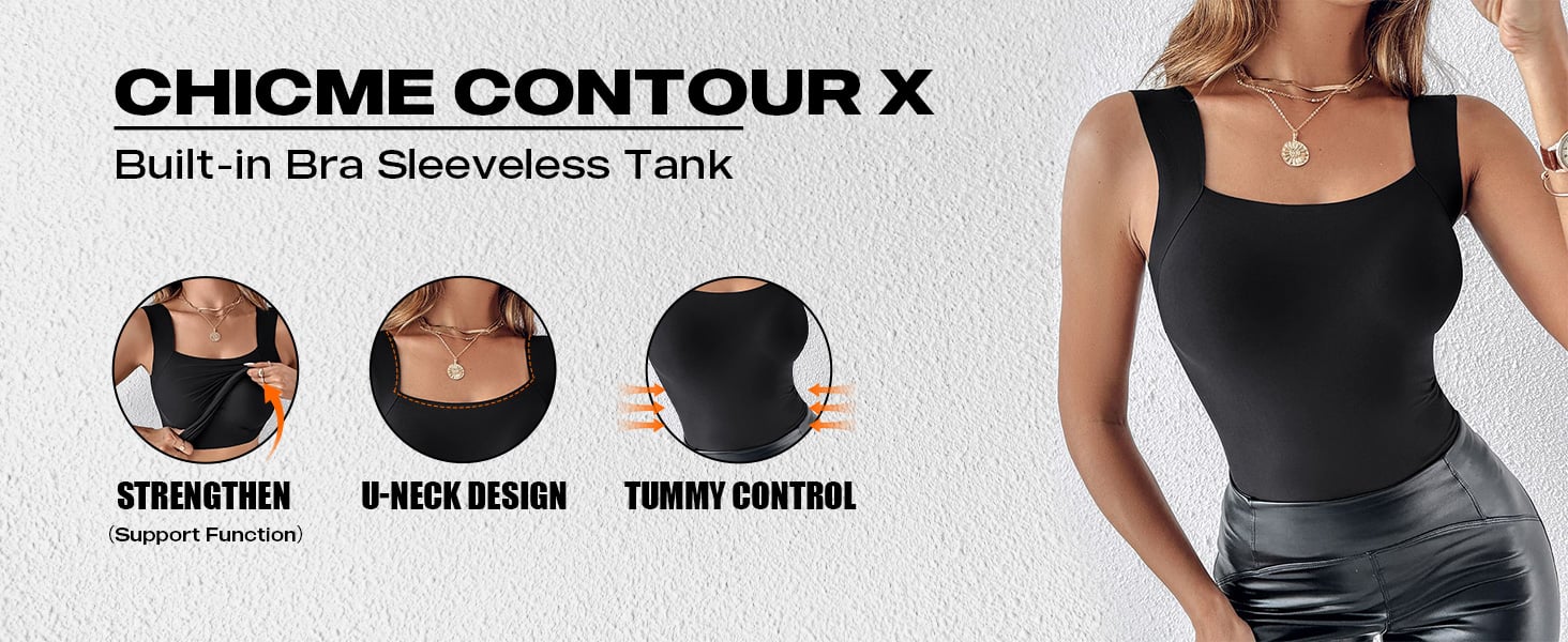 ChicMe Bulit-in Bra Shaperwear Tops Tank Tops