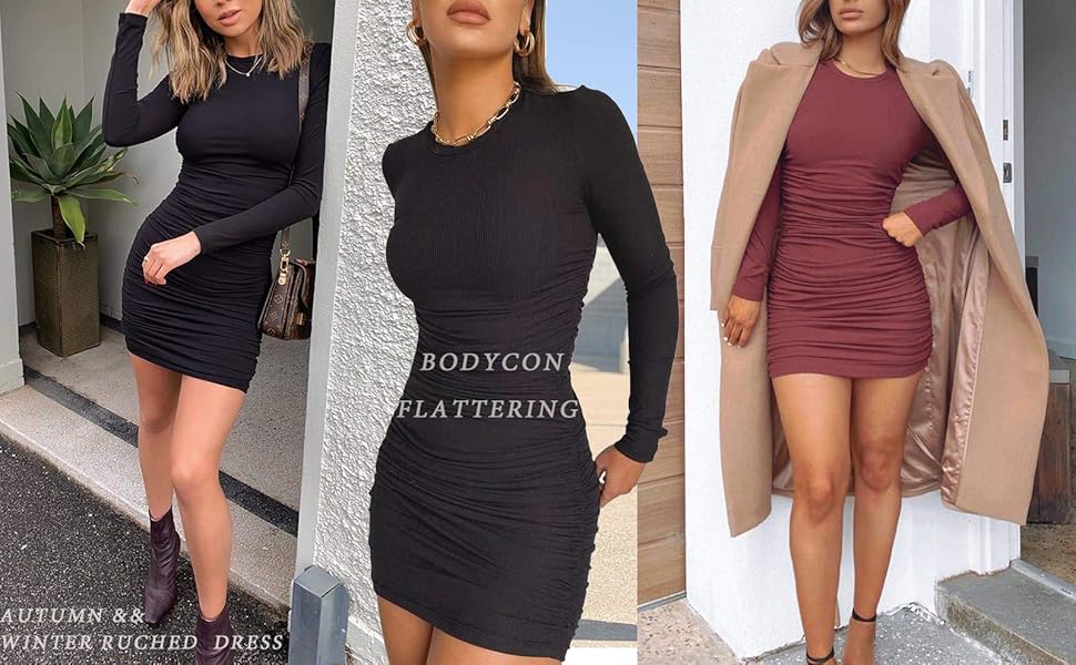 Ruched Long Sleeve Dress