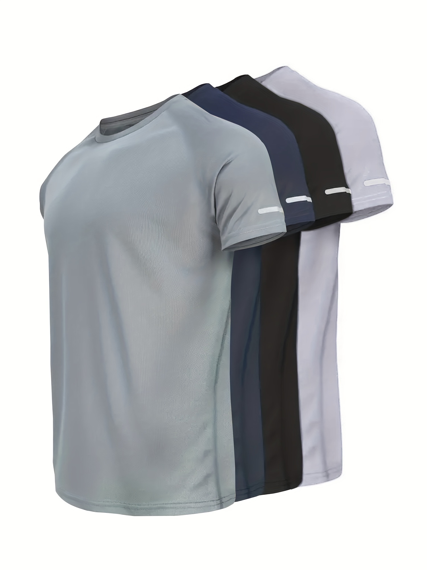 Men's Quick-Dry Sports T-Shirt with Reflective Strips, Moisture-Wicking