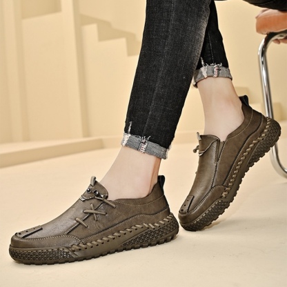 MerrfeetTM⏰Promotion - 70% OFF🔥Men's Handmade Genuine Leather Glue-Free Slip-on Orthopedic Shoes