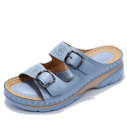 Breathable Orthopedic Adjustable Ladies Leather Sandals