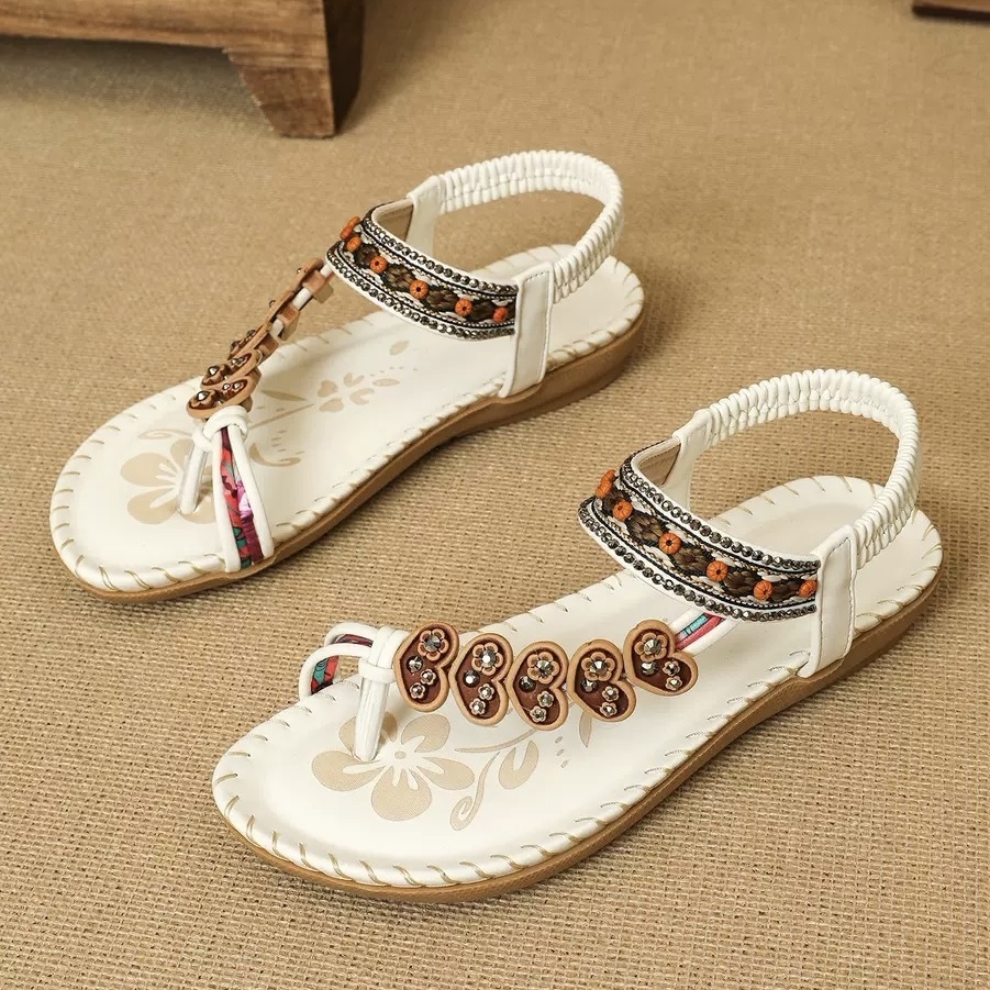 🔥Last Day Promotion 50% OFF🔥Women's Elegant Rhinestone Heart Flat Sandals