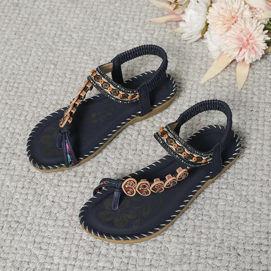 🔥Last Day Promotion 50% OFF🔥Women's Elegant Rhinestone Heart Flat Sandals