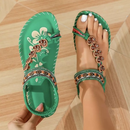 🔥Last Day Promotion 50% OFF🔥Women's Elegant Rhinestone Heart Flat Sandals