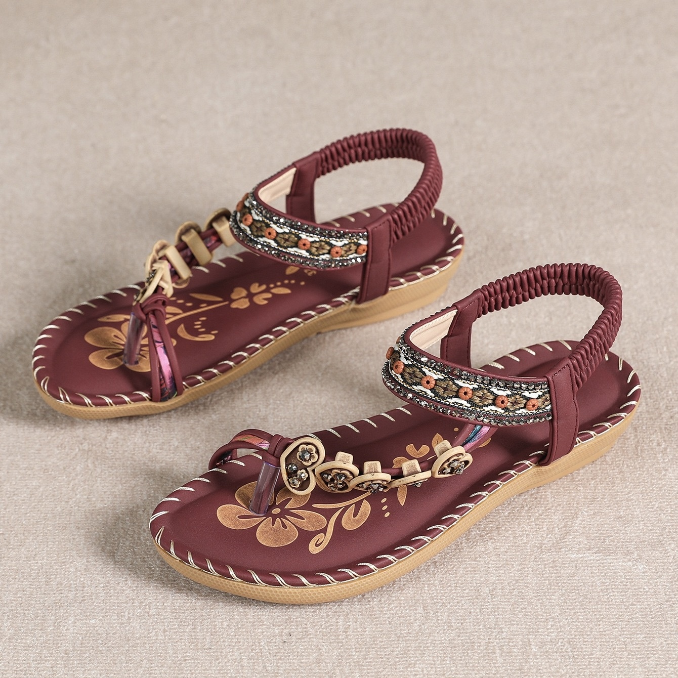 🔥Last Day Promotion 50% OFF🔥Women's Elegant Rhinestone Heart Flat Sandals