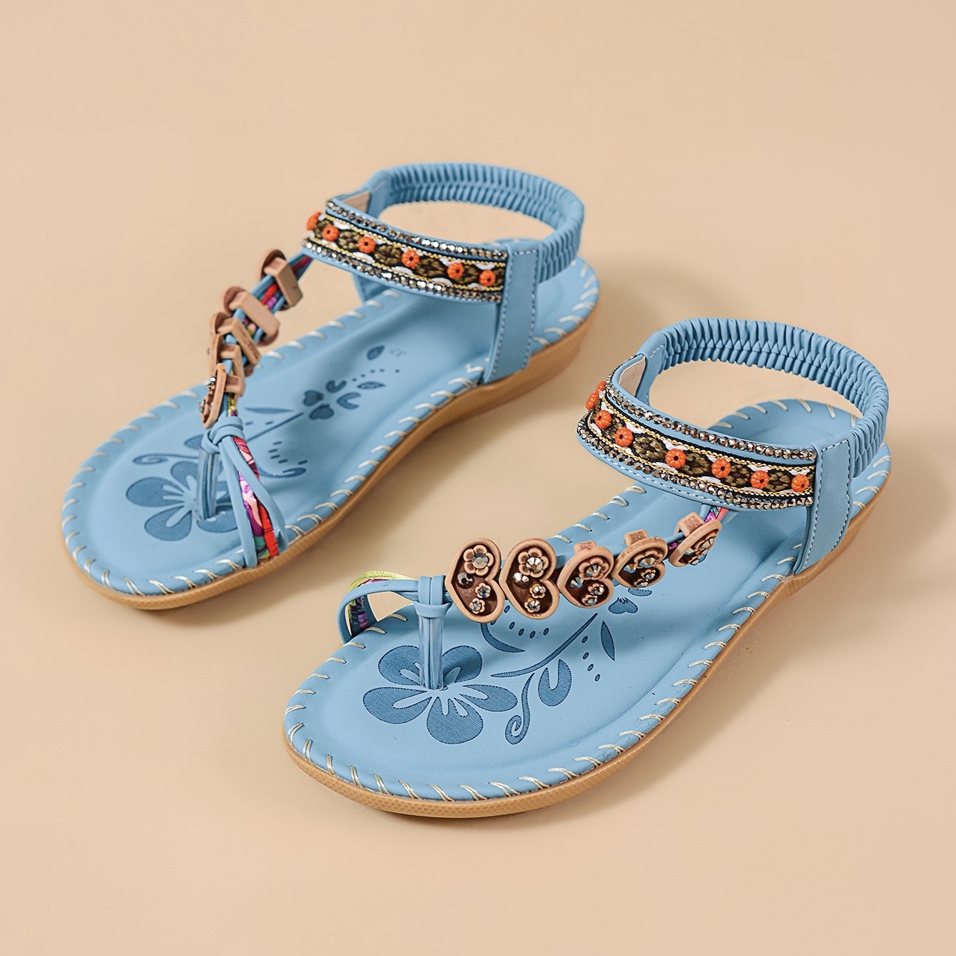 🔥Last Day Promotion 50% OFF🔥Women's Elegant Rhinestone Heart Flat Sandals