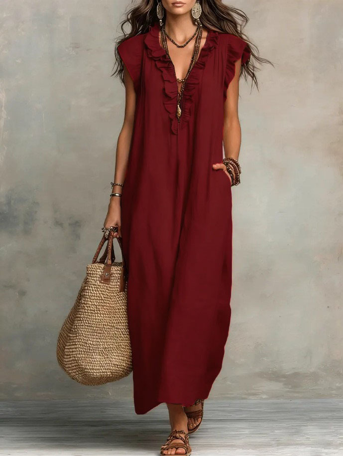 Women's Comfortable Cotton Linen Sleeveless Dress