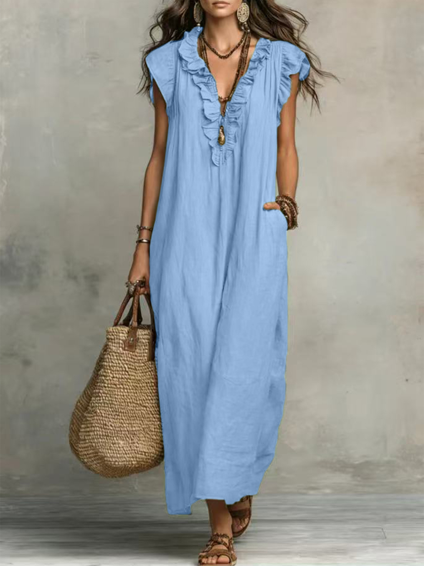 Women's Comfortable Cotton Linen Sleeveless Dress