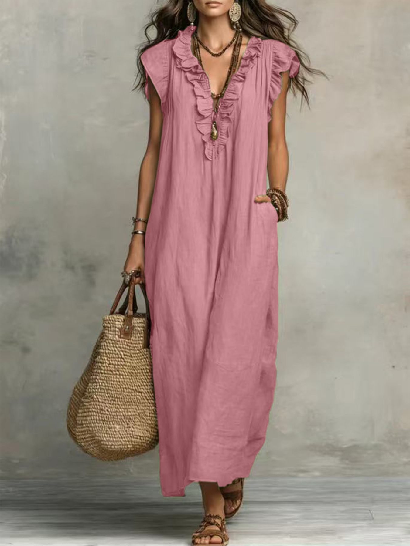 Women's Comfortable Cotton Linen Sleeveless Dress