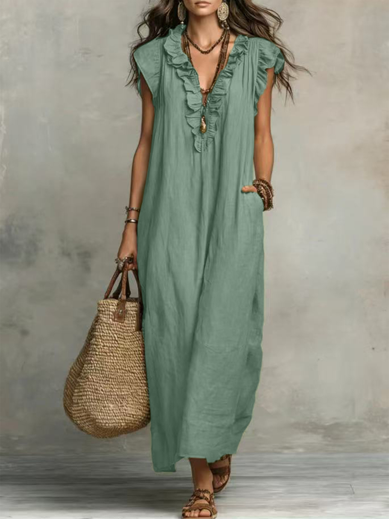 Women's Comfortable Cotton Linen Sleeveless Dress