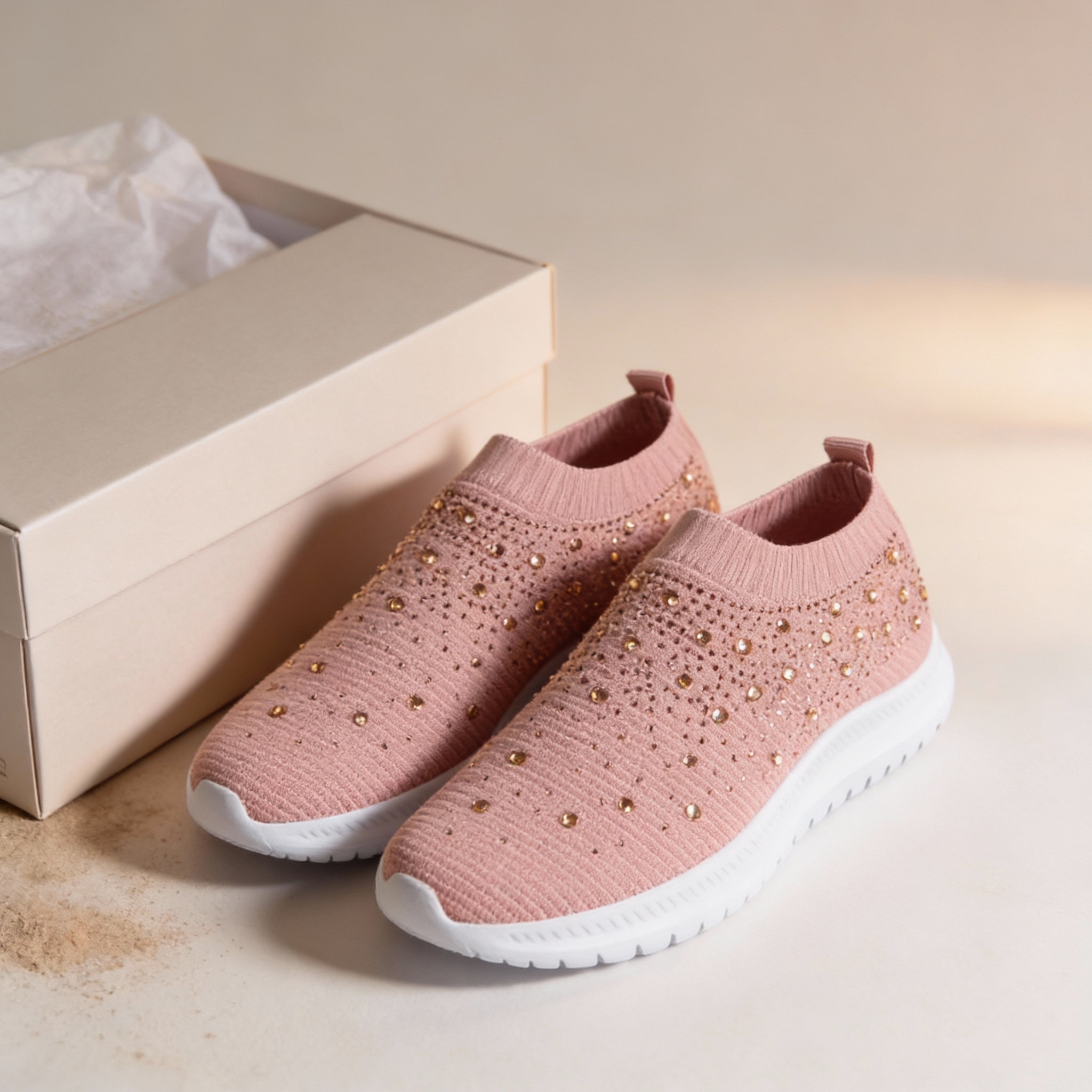 A detailed, artistic shot highlighting the sneaker's sleek design