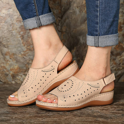 Womens Casual Peep Toe Hollow Out  Wedges Sandals
