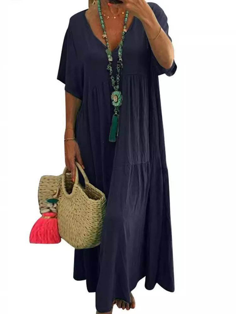 LINNEATM – Soft Ruffle V-Neck Maxi Dress