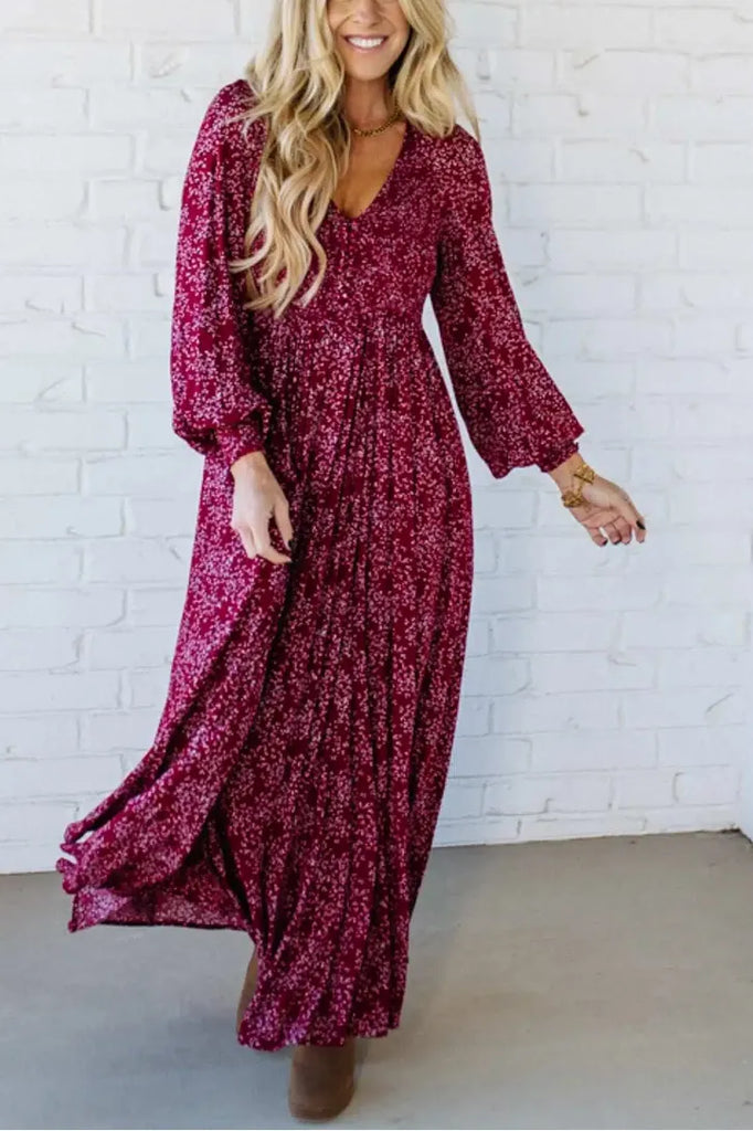 Women’s Floral Rayon Smocked-Waist Lined Maxi Dress