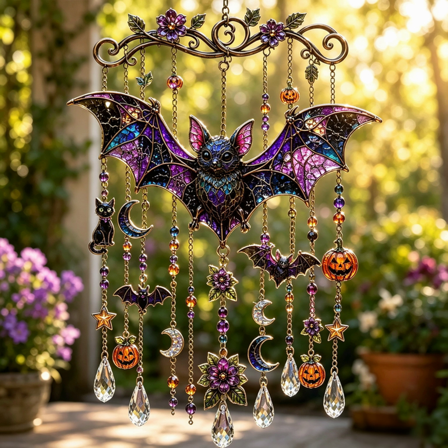 Cross-Border New Product Halloween Suncatcher Wind Halloween Suncatcher Wind Chime F