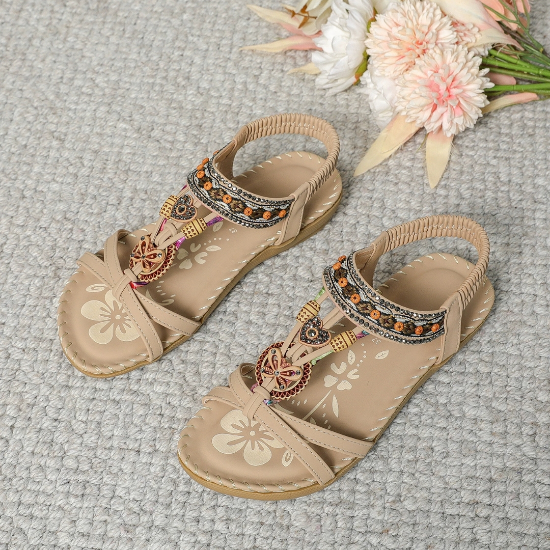 Women's Elegant Rhinestone Butterfly Flat Sandals