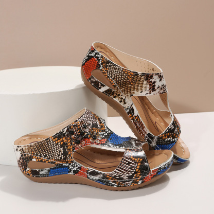 🌹New Retro Style Leather Wedge Floral Sandals Slippers