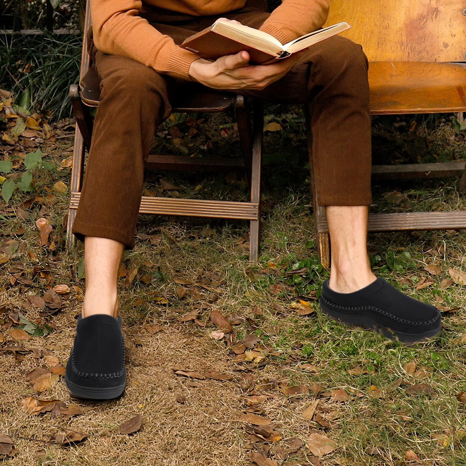 🔥🚀 End of Season Clearance! 🌟👟💥Men's Daily Non-Slip Warm Plush Wide Toe Slip-On Loafers Slippers