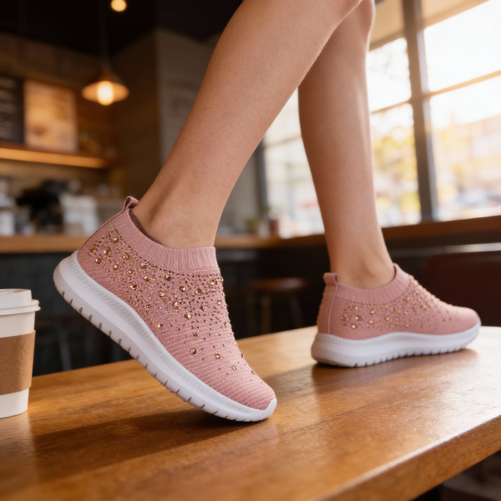 Women's Comfortable Breathable Knitted Sneakers Hero Shot