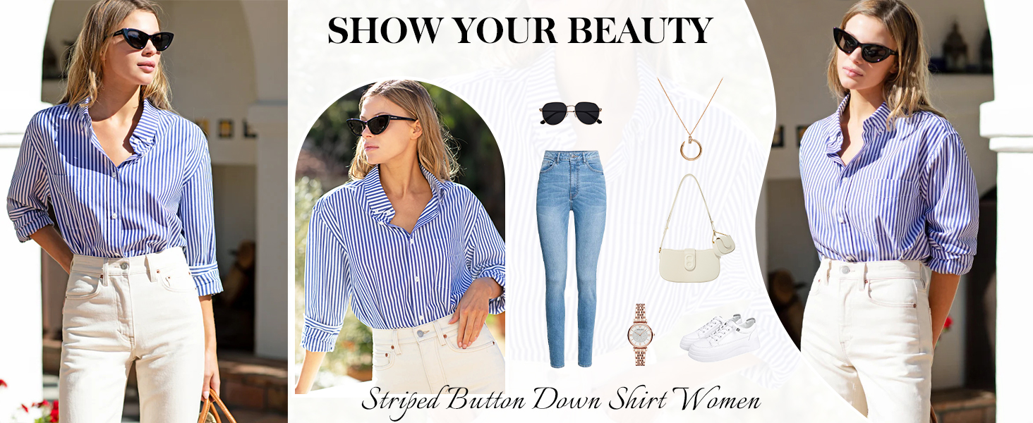 striped button down shirt women