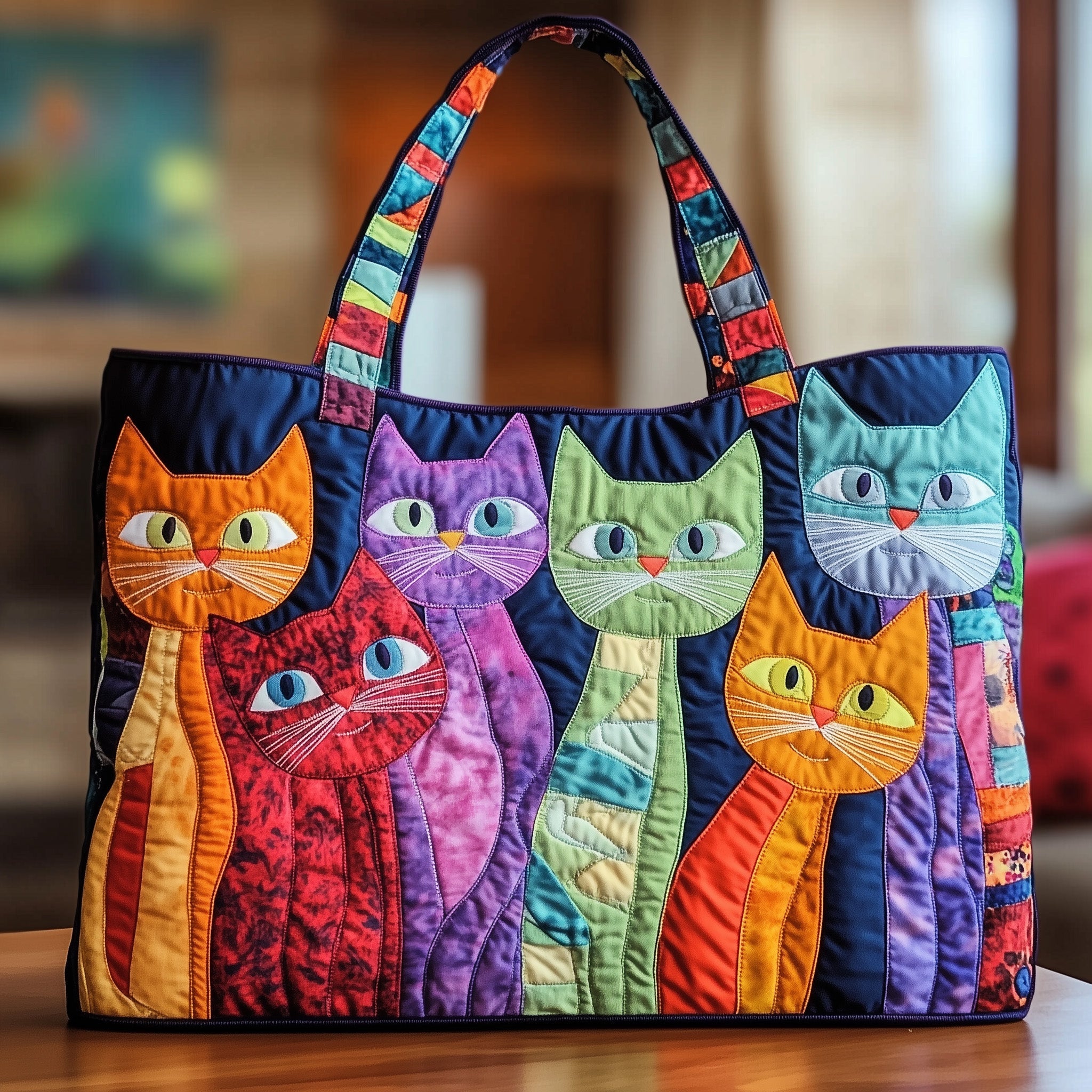 Cat Quilted Tote Bag