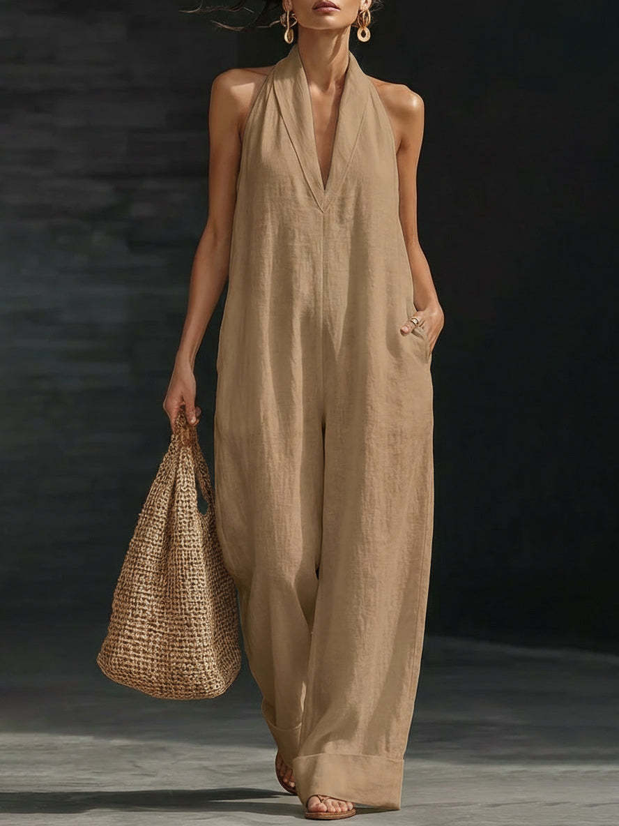 Plus Size Friendly Elegant Cozy Linen Jumpsuit - Spring Collection