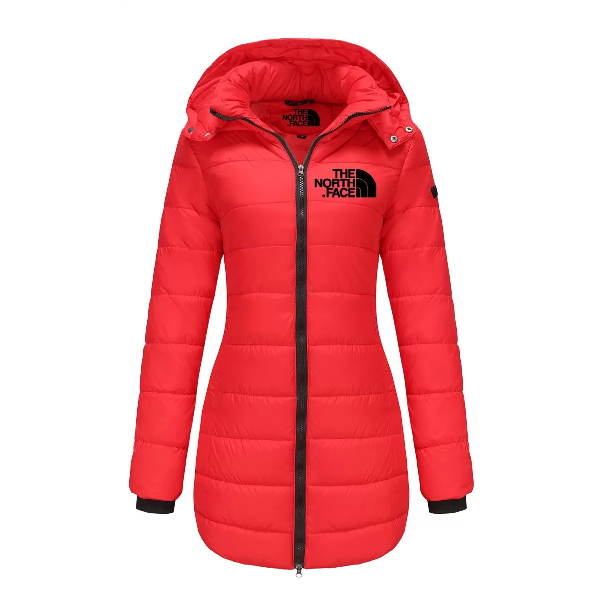 Women's cotton padded clothes, medium length, slim fitting cotton padded jacket, warm, solid hooded cotton padded clothes