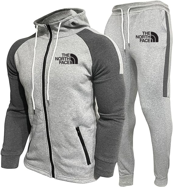 Conjunto de sudadera con capucha y pantalones deportivos con cremallera completa para hombre