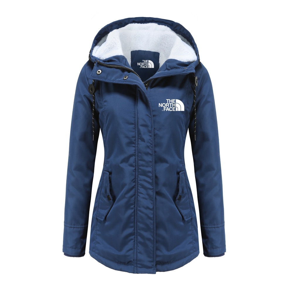 2024 TNF®-Solid Hood Thicken Parkas Long Coats, Casual Coat For Fall & Winter